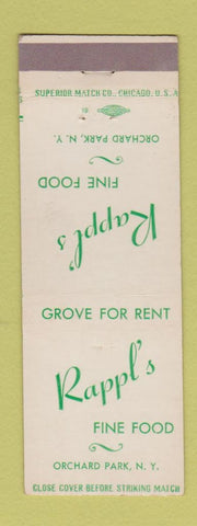 Matchbook Cover - Rappl's Restaurant Orchard Park NY