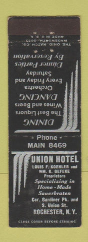 Matchbook Cover - Union Hotel Rochester NY