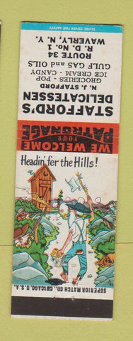 Matchbook Cover - Stafford's Deli Waverly NY hillbilly
