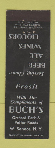 Matchbook Cover - Buch's Bar? West Seneca NY