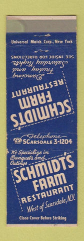 Matchbook Cover - Schmidt's Farm Restaurant Scarsdale NY WEAR