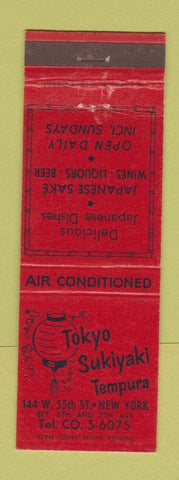 Matchbook Cover - Tokyo Sukiyaki Tempura Japanese New York City