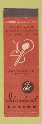 Matchbook Cover - International Casino New York City