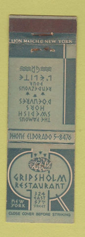 Matchbook Cover - Gripsholm Restaurant New York City