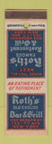 Matchbook Cover - Roth's Restaurant Grill New York City