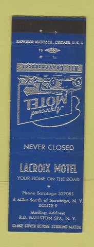 Matchbook Cover - Lacroix Motel Ballston Spa NY