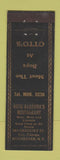 Matchbook Cover - Otto Barduna's Restaurant Rochester NY WEAR