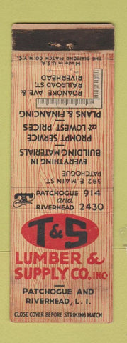 Matchbook Cover - T&S Lumber Supply Riverhead LI NY WEAR