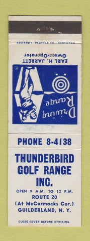 Matchbook Cover - Thunderbird Golf Range Guilderland NY
