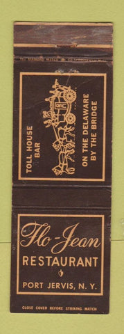 Matchbook Cover - Flo Jean Restaurant Port Jervis NY WORN