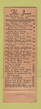 Matchbook Cover - Flo Jean Restaurant Port Jervis NY WORN