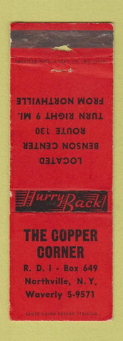 Matchbook Cover - The Copper Corner Northville NY WORN