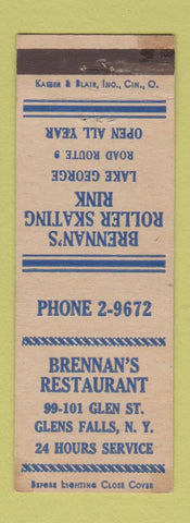 Matchbook Cover - Brennan's Restaurant Glens Falls NY Roller Skating Rink