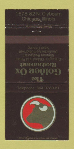 Matchbook Cover - Golden Ox Restaurant Chicago IL 30 Strike