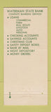 Matchbook Cover - Waterman State Bank IL 30 Strike