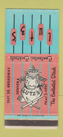 Matchbook Cover - Lutz's Restaurant Denver Colorado WEAR 30 Strike