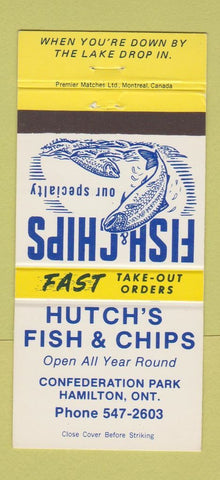 Matchbook Cover - Hutch's Fish and Chips Hamilton ON 30 Strike