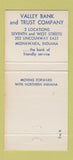 Matchbook Cover - Valley Bank and Trust Mishawaka IN 30 Strike