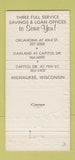 Matchbook Cover - Badger Federal Savings Milwaukee WI 30 Strike