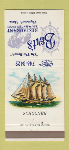 Matchbook Cover - Bert's Restaurant Plymouth MA 30 Strike