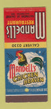 Matchbook Cover - Mandell's Restaurant Baltimore MD 30 Stick