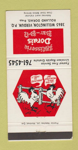 Matchbook Cover - Rotisserie Dorais BBQ Verdun QC WEAR 30 Strike