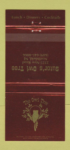 Matchbook Cover - Sutor's Owl Tree Northfield NJ 30 Strike