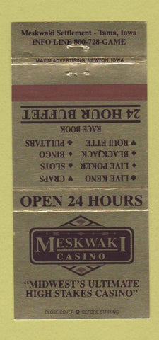Matchbook Cover - Meskwaki Casino Tama IA 30 Strike