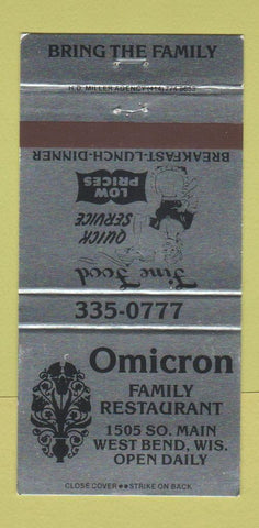 Matchbook Cover - Omicron Family Restaurant West Bend WI 30 Strike