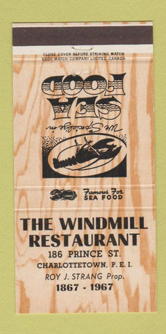 Matchbook Cover - Windmill Restaurant Charlottetown PEI PE 30 Strike