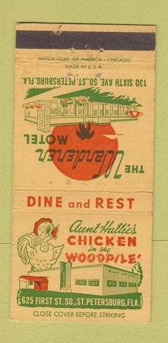 Matchbook Cover - Wanderer St Petersburg FL Aunt Hattie's Chicken WEAR 30 Strike