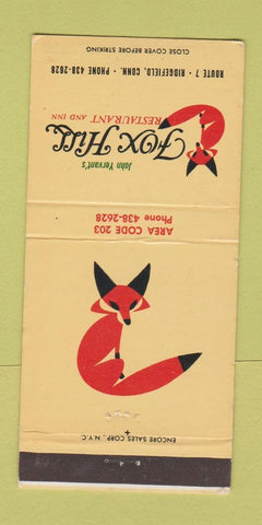 Matchbook Cover - Fox Hill Restaurant Ridgefield CT 30 Strike