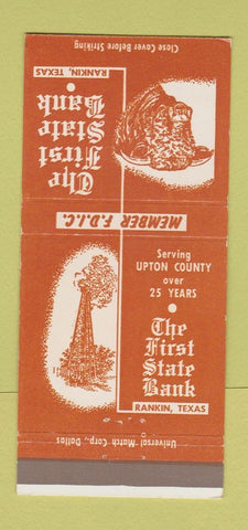Matchbook Cover - First State Bank Rankin TX 30 Strike