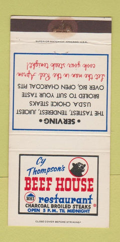 Matchbook Cover - Cy Thompson's Beef House Columbus MS WEAR 30 Strike