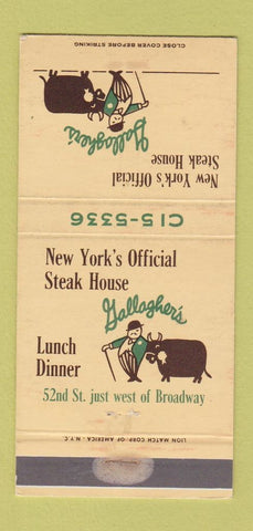 Matchbook Cover - Gallagher's Steak House New York City WORN 30 Strike