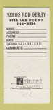Matchbook Cover - Reed's Red Derby San Antonio TX 30 Strike