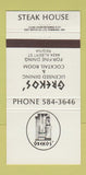 Matchbook Cover - Greko's Restaurant Steak Regina SK 30 Strike