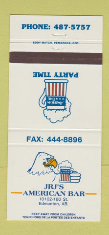 Matchbook Cover - JRJ's American Bar Edmonton AB 30 Strike