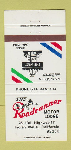 Matchbook Cover - Roadrunner Motor Lodge Indian Wells CA 30 Strike