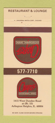 Matchbook Cover - Chaps Restaurant Arlington Heights IL 30 Strike