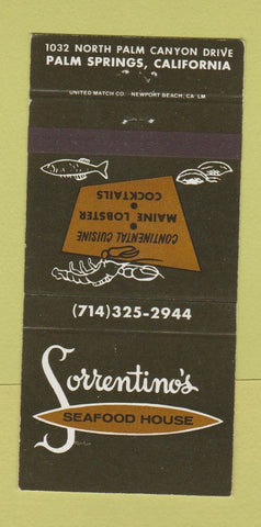Matchbook Cover - Sorrentino's Seafood Palm Springs CA 30 Strike