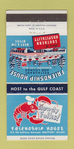 Matchbook Cover - Friendship House Gulfport Biloxi MS WEAR 30 Strike