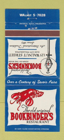 Matchbook Cover - Bookbinders Restaurant Philadelphia PA lobster 30 Strike