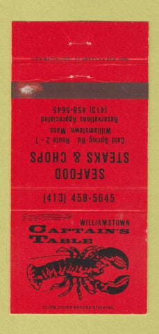 Matchbook Cover - Captain's Table Williamstown MA WEAR 30 Strike
