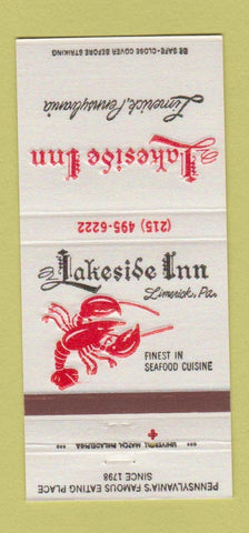 Matchbook Cover - Lakeside Inn Limerick PA lobster 30 Strike