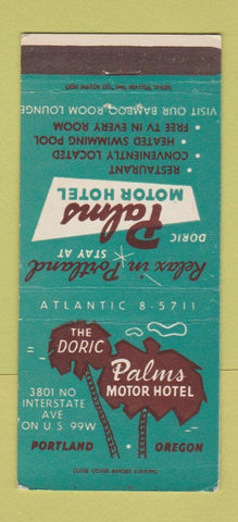 Matchbook Cover - Doric Palms Motor Hotel Portland OR WORN BACK 30 Strike
