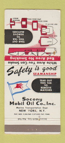 Matchbook Cover - Socony Mobil oil gas New York City WEAR 30 Strike