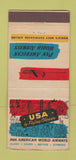 Matchbook Cover - Pan American Am Airlines WEAR DISPLAY 30 Stick