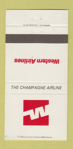 Matchbook Cover - Western Airlines Champagne Airline 30 Strike