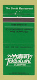 Matchbook Cover - Takesushi Restaurant Toronto ON Sushi 30 Strike